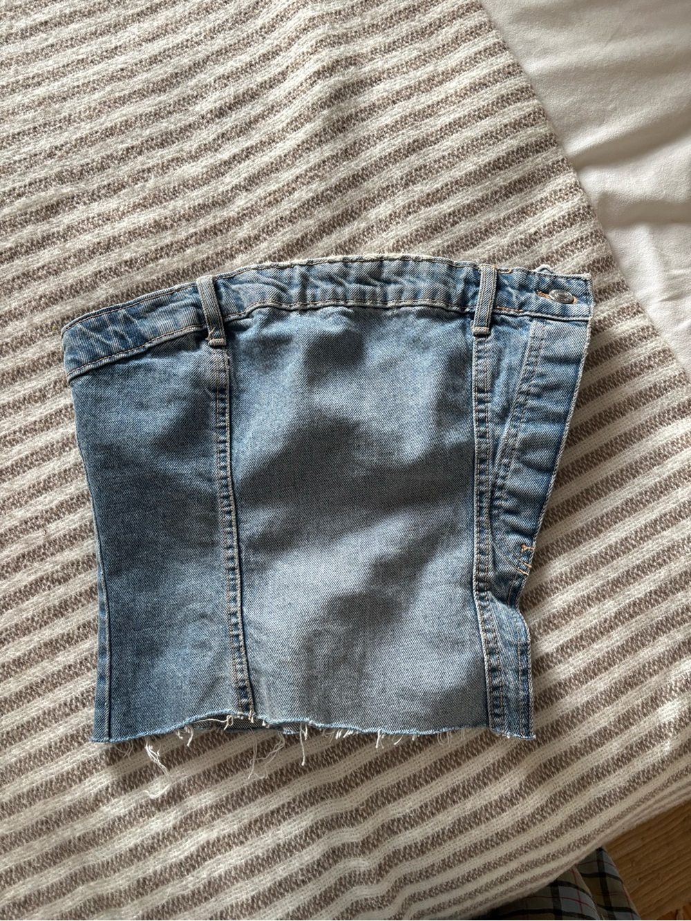 Zara Denim Strapless Corset Top - Light Blue